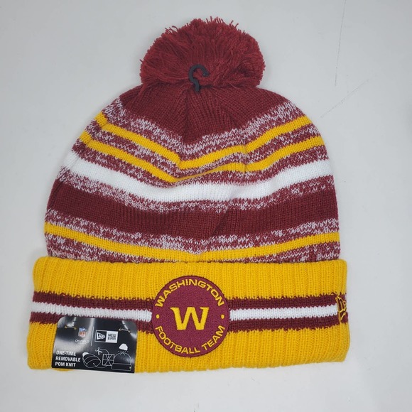 NEW 2021 NFL NEW ERA ON FIELD SIDELINE POM BEANIE - Washington Commanders - Picture 1 of 3